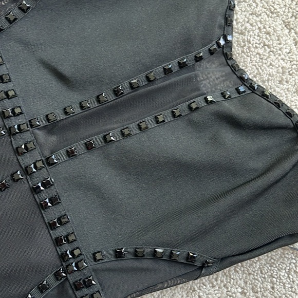 Never worn formal black slit dress black rhinestones - Picture 3 of 4